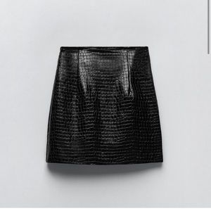 Zara High Waist Croc Snake Skirt Faux Leather